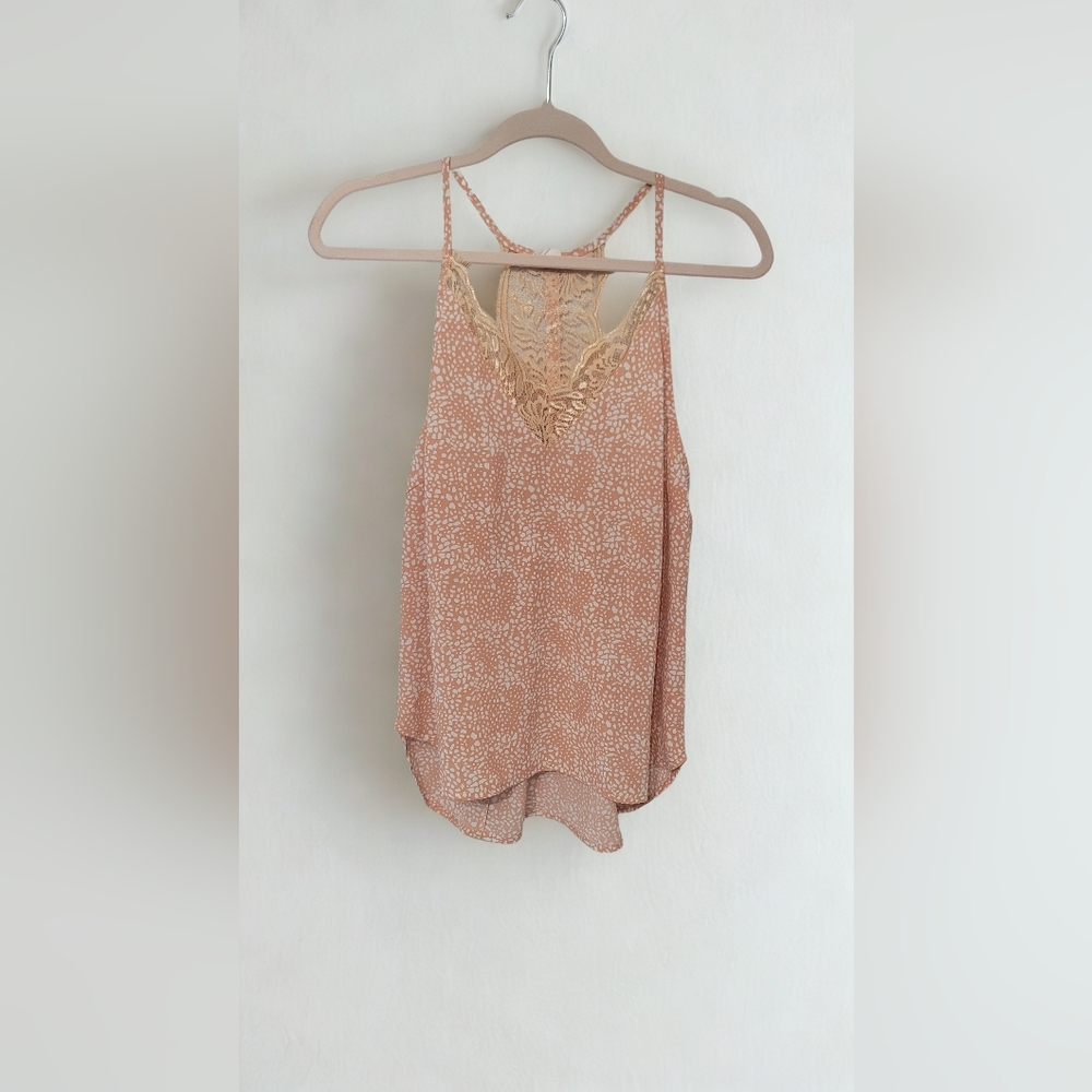 Three Bird Nest Tan Lace Detail Tank Top